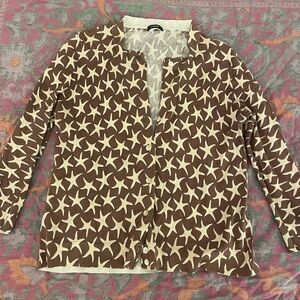 J. Crew Brown & Cream Star Pattern Cardigan